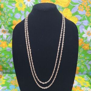 Vintage 70s Gold Multistrand Box Clasp Byzantine Chain Link Necklace